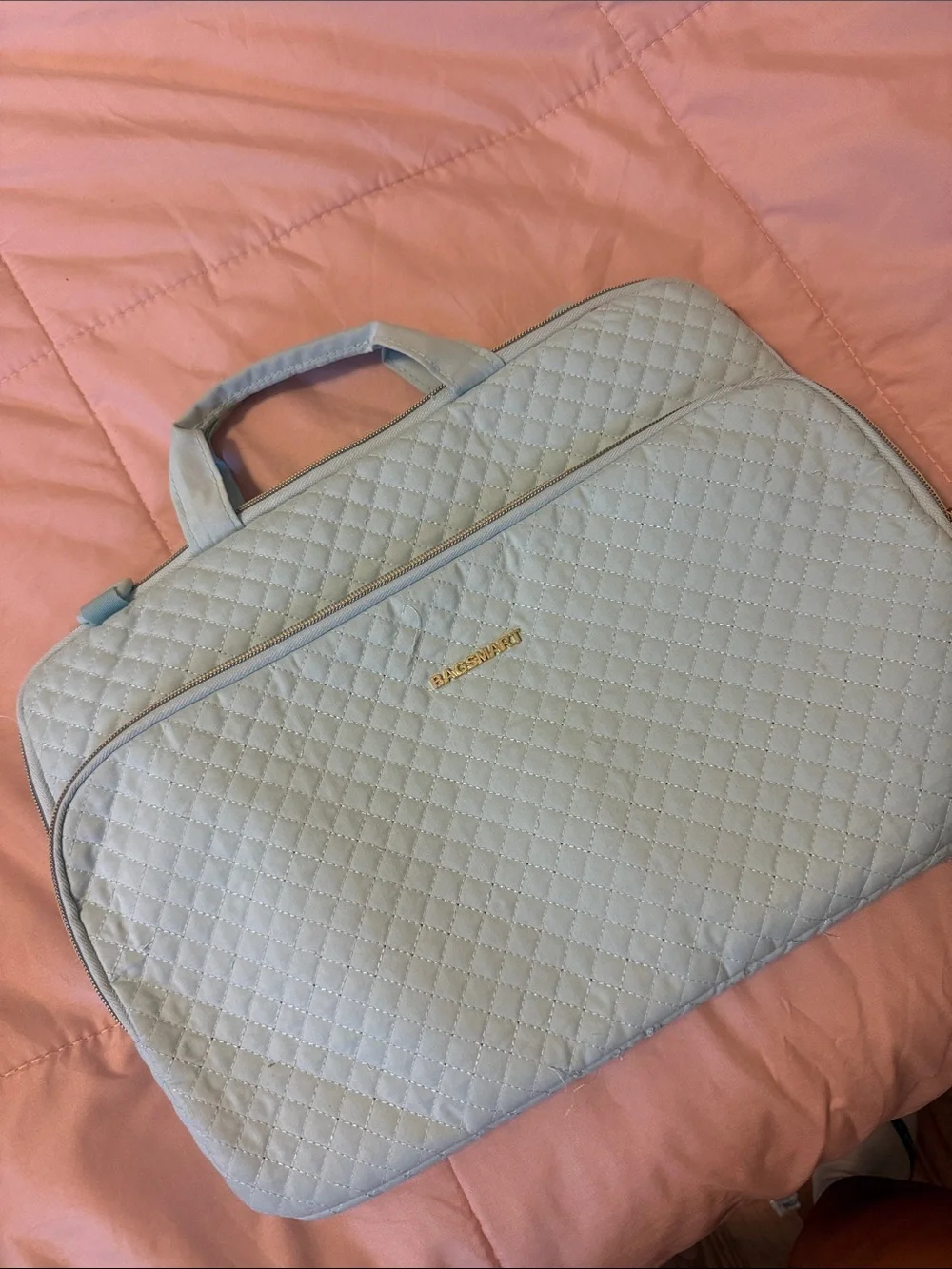 BAGSMART Quilted Laptop Tote in Sage Green
